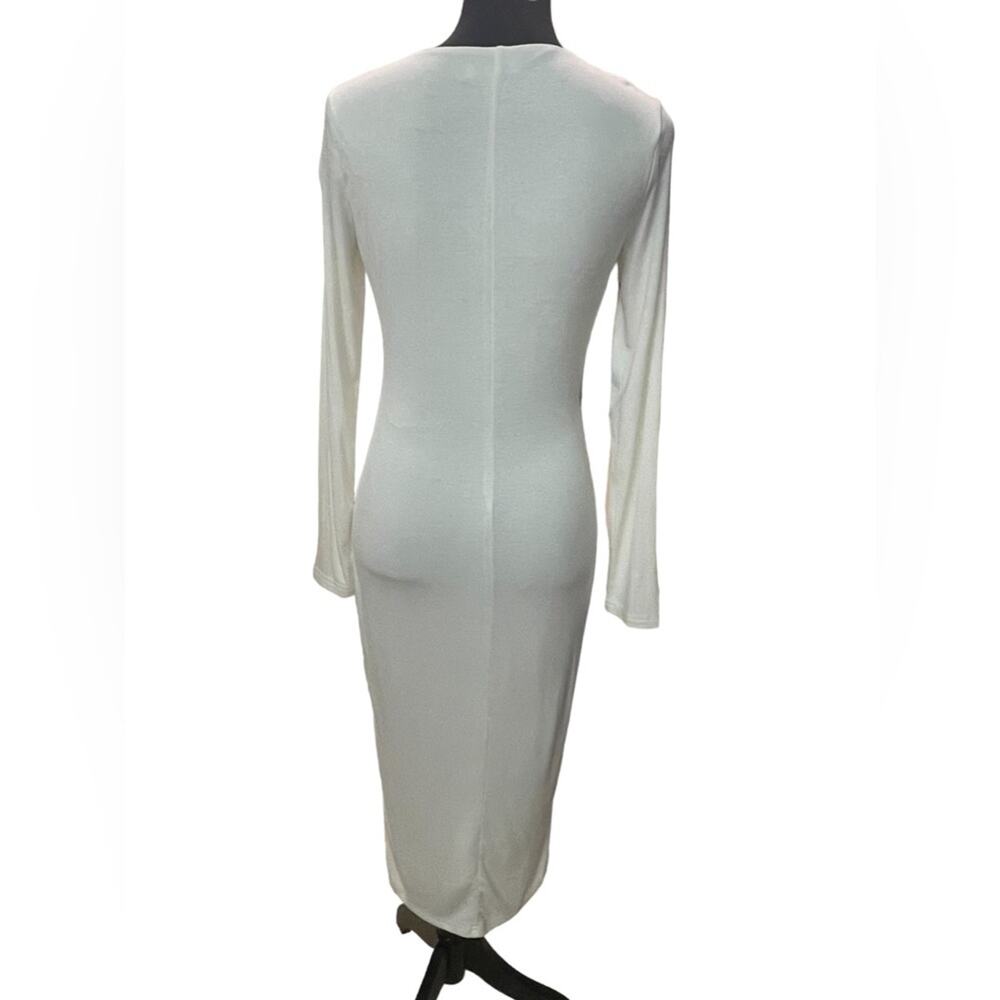 New ~ AREA STARS ~ Cutout Shimmer Midi Dress In White L - Picture 4 of 9